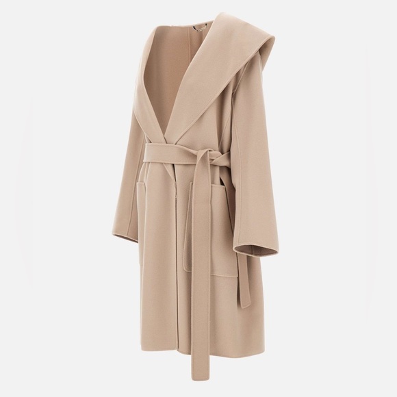 NWT ‘S Max Mara ‘Priscilla’ Sand Midi Wrap 100% Virgin Wool Coat Size: M/L Fall - Picture 6 of 9